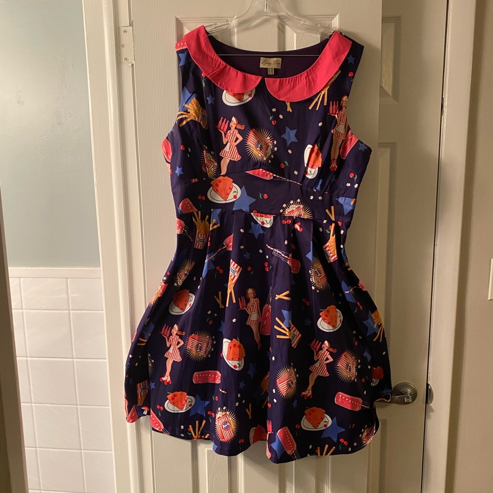 NWOT Lindy Bop Retro Fit and Flare Print Dress 16
